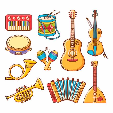 Vector illustration of musical instrumen... | Premium Vector #Freepik #vector #instruments #musical-instruments #trombone #piano Musical Instruments Clipart, Bridal Makeup Videos, Music Clipart, Hispanic Art, Kids Room Murals, Music Stickers, Custom Tumbler Cups, Music Party, Music Activities