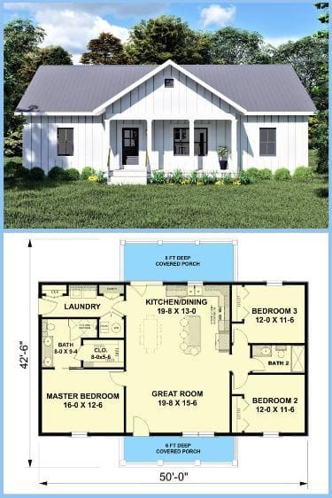 Tiny Home Floor Plan 3 Bedroom, Home Layout Ideas Floor Plans Open Concept Small Houses, 3 Bedroom Tiny Home, 3 Bedroom Cottage Floor Plans, Tiny House 3 Bedroom, Mini Barndominium, 3 Bedroom Tiny House, 3 Bedroom Home Floor Plans, Craftsman Houses