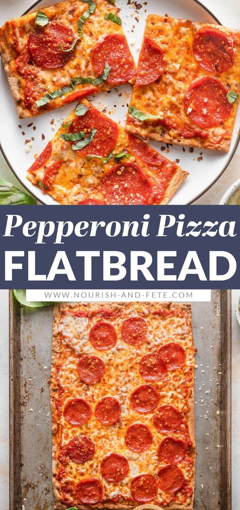 This super easy Flatbread Pepperoni Pizza takes about 5 minutes to toss together and another 10 minutes to bake, making it the perfect family-friendly meal for those days when you have no time and even less energy! Customize with your favorite toppings for a meal everyone will adore. Flatbread Pepperoni Pizza, Lavish Flatbread Pizza, Flat Bread Pizza Recipe Easy, Flat Bread Recipe Pizza, Lavash Flatbread Pizza, Pepperoni Flatbread, Lavash Flatbread, Pizza Flatbread, Flatbread Pizza Recipes