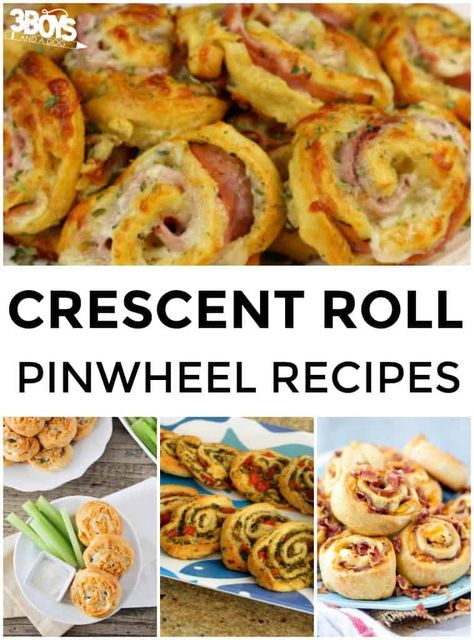 Pinwheel Recipes from Crescent Rolls - 3 Boys and a Dog Crescent Roll Snacks, Crescent Roll Recipes Appetizers, Breakfast Pinwheels, Pillsbury Crescent Recipes, Easy Crescent Roll Recipes, Pillsbury Crescent Roll Recipes, Crescent Roll Recipes Dinner, Recipes Using Crescent Rolls, Crescent Roll Appetizers