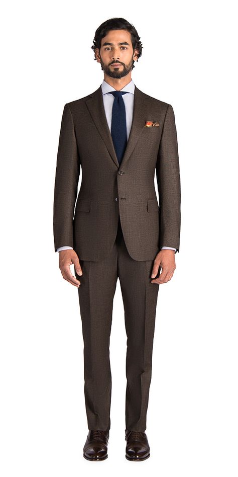 Custom Suit in Brown Glen Plaid Saxony | Black Lapel Wedding Suits Ideas, Best Wedding Suits For Men, Brown Suits For Men, Suits Ideas, Mens Wedding Suits, Workout Man, Grey Suit Men, Suit Combinations, Black Suit Men