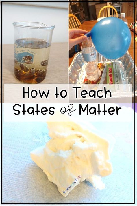 States of Matter | Get ideas and activities to teach about solids, liquids, and gases to your grade 4, 5, and 6 students. Kids will love the videos, activities, flipbook, and labs. #scienceteacher #grade4science #iteachscience Matter Experiments, Matter For Kids, Solids Liquids And Gases, Physical Science Activities, Matter Activities, Physical Science Lessons, Earth Science Activities, Life Science Activities, Third Grade Science