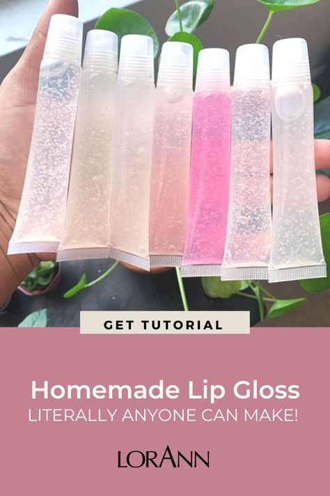 How To Make Lipgloss At Home Easy, Easy Homemade Lip Gloss, Vegan Lip Gloss Recipe, How To Make Lip Gloss Without Coconut Oil, Diy Lip Gloss Container, Home Made Lip Gloss Recipes, How To Make Lip Gloss Without Vaseline, Diy Glitter Lip Gloss, Lip Gloss Label Ideas