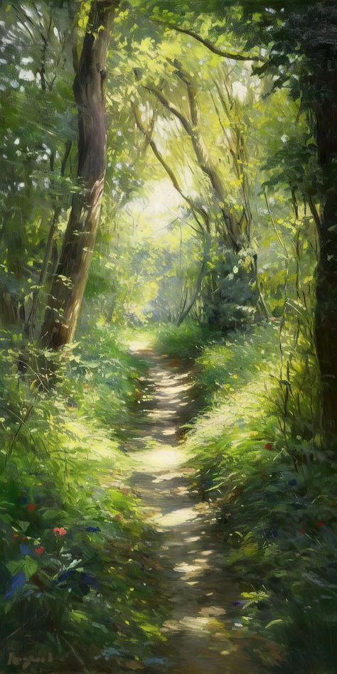 Forest Pathway Drawing, Pathway Drawing, Forest Path Painting, Woodland Path, 숲 사진, Watercolor Art Landscape, Forest Scenery, Woodland Scene, Landscape Art Painting