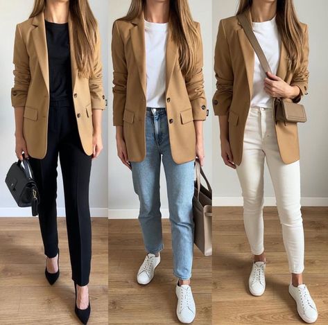 Beige Blazer Outfit, Blazer Outfits Women, Smart Casual Women Outfits, Casual Work Outfits Women, Blazer Outfits For Women, Beige Outfit, Beige Blazer, Business Casual Outfits For Work, Outfit Mujer