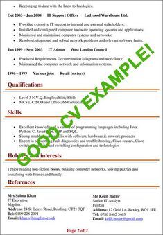 CV Examples | Example of a good CV (+ biggest mistakes to avoid!) Cv Format For Job, Standard Cv Format, Cv Advice, Cv Templates Free Download, Academic Cv, Curriculum Vitae Design, Perfect Cv, Job Resume Format, Writing A Cv