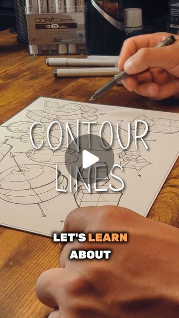 Jose Guzman | Pen and Ink Instructor on Instagram: "Contour Lines EXPLAINED 🔥✍🏼  1.) Think in 3D - When drawing contour lines, it’s crucial that see see through the entire form, not just the silhouette. Make sure that you are imagining the other side of the form, even if you can’t see it.   2.) Following Perspective - As your form begins to turn, anything coming towards us will result in your contour line shifting angles. For example, as the cylinder reaches the ground plane, the contour gets more circular.   3.) Dissection - This technique was learned through @peterhanstyle Dynamic Sketching class. It involves you drawing the form as a frame and slicing a chunk out of it to see what’s inside. It’s a great way to imagine the cross sections of your forms and how the contour lines wrap aro Contour Line Drawing Easy, Cross Contour Drawing, Line Contour Drawing, Cross Contour Line Drawing, Contour Video, What Is Contouring, Contour Line Art, 3d Forms, Drawing 101