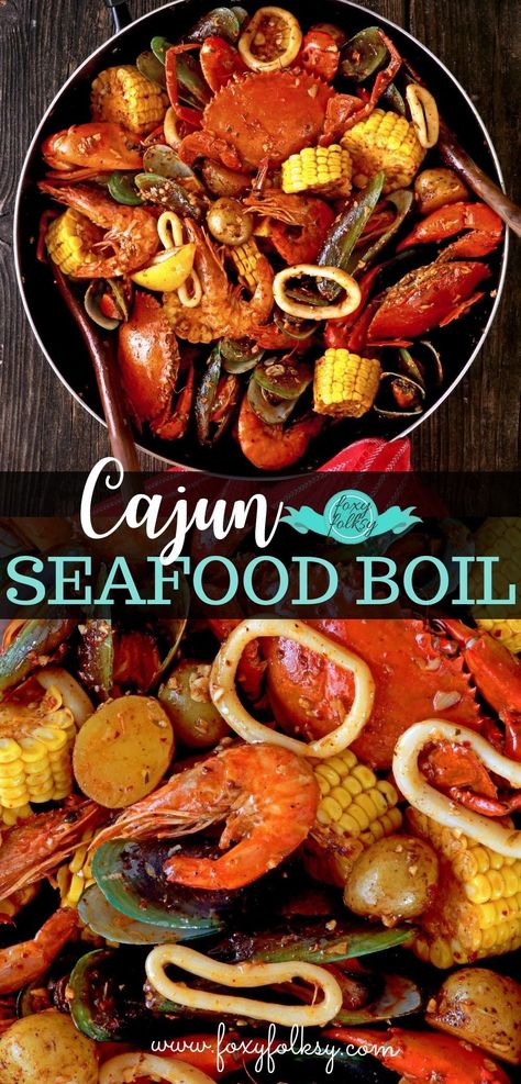 Seafoods With Cajun Sauce, Seafood Steam Pot Recipe, Seafood Boil Recipes Cajun Sauce, Mix Seafood Recipe, Seafood Broil Recipe, Cajun Seafood Boil Louisiana, Mini Seafood Boil, Boiling Recipes, Lobster Boil Recipe