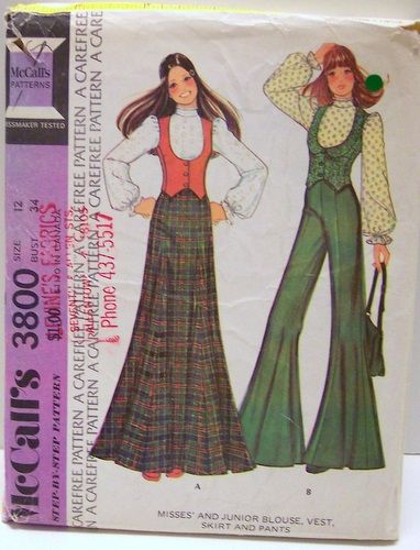 Vintage McCalls Sewing Pattern 3800 Boho Maxi Skirt Pants Fitted Low Vest and cute blouse Size 12 Bust 34 waist 26 Hip 36  by Sassy By Design, via Flickr Boho Maxi Skirt, Skirt And Pants, Vest Skirt, 60s 70s Fashion, 70s Inspired Fashion, 70s Outfits, Maxi Skirt Boho, Mccalls Sewing Patterns, Cute Blouses