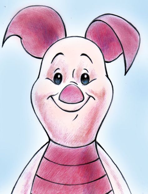 Piglet by ~zdrer456 on deviantART Painting Ideas Disney, Disney Character Drawings, Easy Disney Drawings, Disney Drawings Sketches, Disney Paintings, Couple Drawing, Drawing Eyes, Cute Disney Drawings, Wallpaper Disney