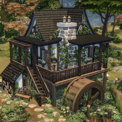 #ts4 #thesims #cottage #cottageliving #smallcottage #mushrooms #overgrown #oldhouse #tinyhouse Witch Cottage Bloxburg, Sims 4 Overgrown Cottage, Sims 4 Cozy Cottage, Sims Witch House, Sims 4 Tiny Cottage, Ts4 Fairy Cc, Sims 4 Characters Ideas, Sims 4 Small Cottage, Sims 4 Outside Decor