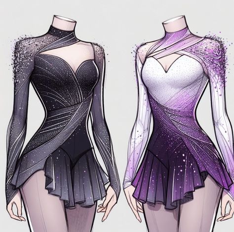 Dance Performance Outfits, Figure Skating Competition Dresses, Figure Skating Outfits, Opposite Colors, Figure Skating Costumes, Dress Design Drawing, Ice Skating Dresses, Clothing Design Sketches, Competition Dress