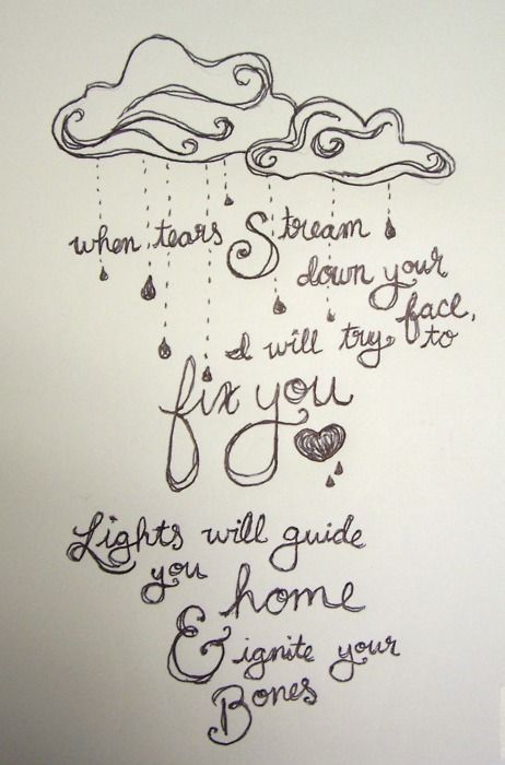 Fix You//Coldplay Quotes Lyrics, Lyrics Sketch, Drawing Quotes, Coldplay Albums, Music Quotes Lyrics, Fix You Coldplay, Lyric Art, Lyric Drawings, Coldplay Lyrics