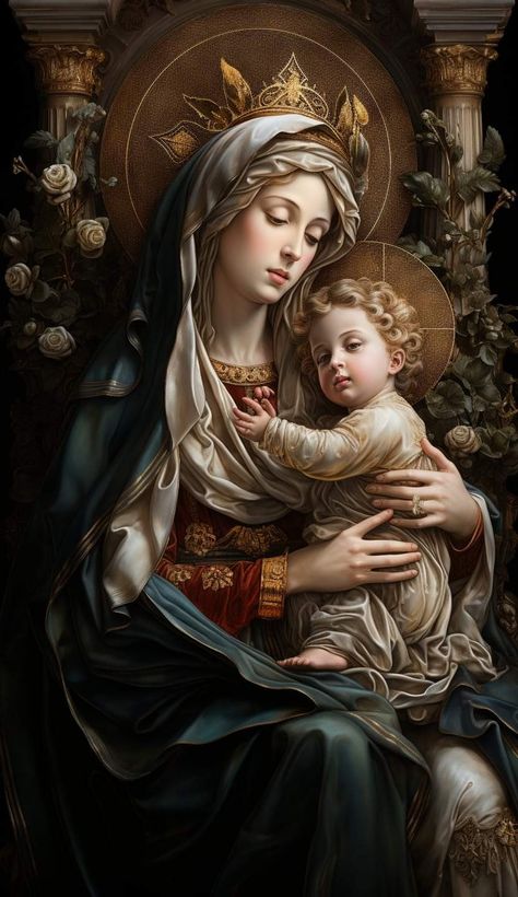 Virgen Mary Tattoo, Mother Mary Wallpaper, Virgin Mary Picture, Mother Mary Pictures, Blessed Mother Statue, Mary Pictures, Virgin Mary Art, Usa Christmas, Mother Mary Images