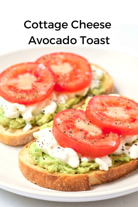 Meal Prep Avocado Toast, Avocado And Cottage Cheese Toast, Cottage Cheese And Avocado Toast, Tomato Cottage Cheese Toast, Avocado Toast High Protein, Avocado Toast Cottage Cheese, Cottage Cheese Breakfast Toast, Avocado Toast With Cottage Cheese, Avocado And Cottage Cheese