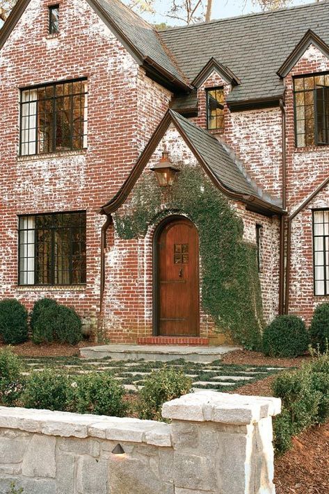 Sunday’s Swoon Worthy Style – Tudors White Wash Brick Exterior, Tudor Style Homes, Brick Exterior House, Tudor House, Atlanta Homes, Exterior Brick, Style At Home, Brick House, Home Fashion