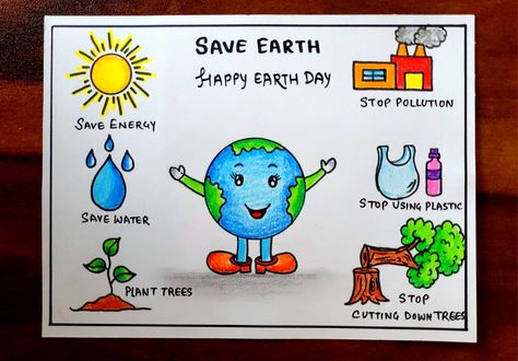 Video Tutorial uploaded on Amrita's_Artwork_333 YouTube channel. Subscribe for more creative Drawings and School Projects.Earth day Drawing | Earth Day poster | World Earth Day Poster drawing easy | World Environment Day Happy Environment Day Posters, Posters On Save Earth, Envoriment Day Poster, June 5 Environment Day Poster Drawing, Project For Earth Day, Save Earth Project For School, Drawing On Environment Day, World Environment Day Poster Ideas, Environment Day Drawing Easy