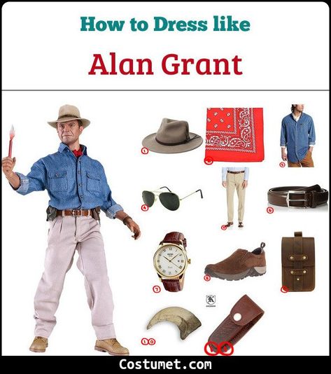 Alan Grant (Jurassic Park) Costume for Cosplay & Halloween 2021 Dr Grant Jurassic Park, Jurassic Park Costume Ideas, Jurassic Park Diy Costume, Alan Grant Costume, Jurassic Park Alan Grant, Jurassic Park Cosplay, Jurassic Park Costumes, Diy Jurassic Park Costume, Jurassic Park Ranger Costume