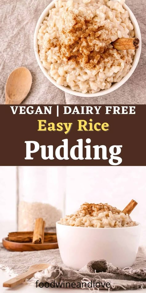 Easy Dairy Free Rice Pudding, a simple and delicious vegan recipe idea for desserts or breakfast. Dairy Free Rice Pudding, Instant Pot Rice Pudding, Vegan Rice Pudding, Easy Rice Pudding, Coconut Rice Pudding, Instant Pot Rice, Vegan Pudding, Vegan Diet Recipes, Rice Pudding Recipe