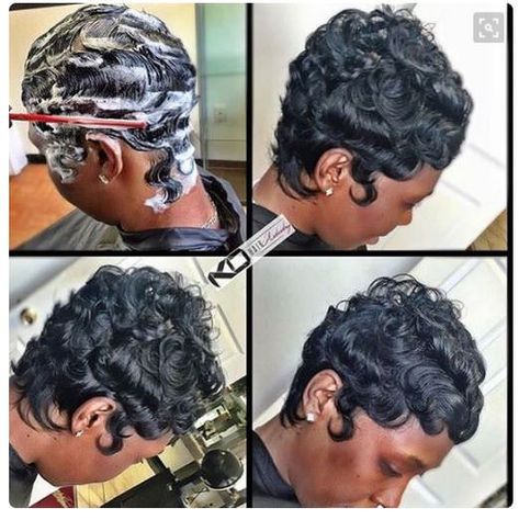 Finger Waves Short Hair, Short Weave Hairstyles, Finger Wave Hair, Black Hair Short Cuts, Teenage Hairstyles, Finger Wave, Short Hair Waves, Short Hair Black, Easter Hairstyles For Kids