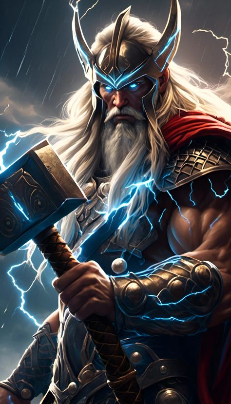 Thor - The God of Thunder - AI Generated Artwork - NightCafe Creator Marvel Thor Art, Thor Comic Art, Norse Mythology Tattoo, Thor Wallpaper, Thor Art, Urban Dog, Thor Comic, Drawing Superheroes, Marvel Tattoos