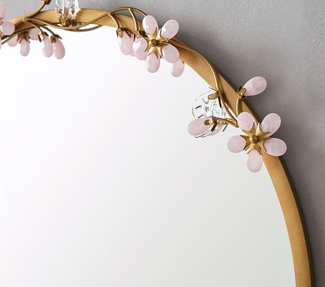 Pottery Barn Girls Room, Pottery Barn Nursery Girl, Nursery Mirror, Mirror Pottery Barn, Mirror Pottery, Bedroom Mirrors, Flower Floor Lamp, Kids Mirrors, Fairy Bedroom