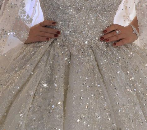 Stunning crystals/sparkle Ballgown | Etsy Hijabi Ball Gown, Wedding Ballgown Dress, Wedding Ballgown Dresses, Wedding Ballgown, Ballgown Dress, Dress Glitter, Fairy Wedding Dress, Long Sleeve Wedding Gowns, Sparkle Wedding Dress