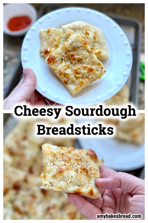 Easy, cheesy sourdough breadsticks get gobbled up every time I make them. They are incredibly tasty and the perfect beginner sourdough recipe. Think: simple sourdough dough mixed together, fermented for a few hours and then topped with freshly shredded cheese and herbs. Bake these up and enjoy the melty goodness of cheesy sourdough breadsticks. Sourdough Cheesy Bread, Sourdough Cheesy Garlic Bread, Sourdough Discard Cheesy Bread, Sourdough Cheese Bread Sticks, Sourdough Garlic Cheese Bread, Sourdough Discard Garlic Bread Sticks, Sourdough Cheese Sticks, Sourdough Garlic Bread Sticks, Sourdough Discard Bread Sticks