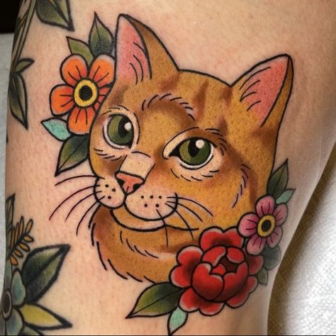 Archive Tattoo, Cat Portrait Tattoos, Pumpkin Tattoo, Tattoo Old School, Cat Tattoo Designs, Old School Tattoo Designs, Traditional Tattoo Design, Human Canvas, Traditional Tattoo Art