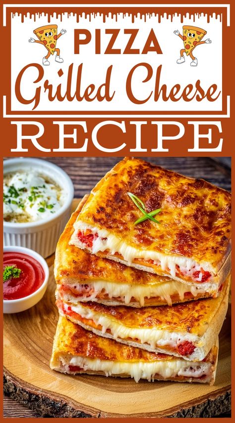 Pizza Grilled Cheese Recipe An Innovation To Snack Time Grilled Cheese Pizza Recipes, Brownie Milkshake Recipes, Pizza Grilled Cheese Recipes, Pizza Grilled Cheese Sandwich, Cheese Pizza Recipe, Beignet Recipe, Grilled Cheese Recipe, Crispy Bread, Pizza Grilled Cheese