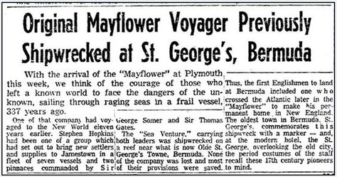 An article about future Mayflower Pilgrim Stephen Hopkins being shipwrecked in Bermuda in 1609, published in the Boston Herald newspaper (Boston, Massachusetts), 16 June 1957. Read more on the GenealogyBank blog: “New Discovery about Mayflower Pilgrim Stephen Hopkins.” http://blog.genealogybank.com/new-discovery-about-mayflower-pilgrim-stephen-hopkins.html Mayflower Ancestry, Genealogy Crafts, Stephen Hopkins, John Alden, William Bradford, Plymouth Colony, Irish English, England History, American History Lessons