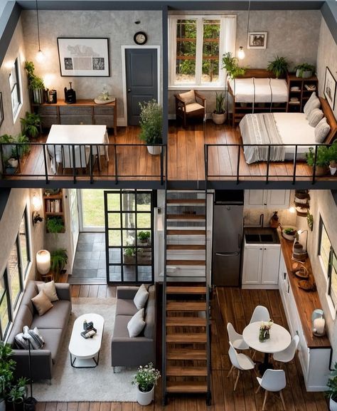 Mezzanine House Design, Loft House Design, Tiny House Loft, Small House Design Plans, Loft House, Tiny House Decor, Dream House Rooms, Tiny House Interior, Tiny House Cabin