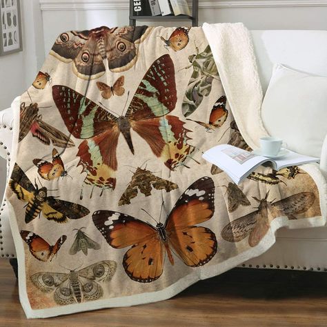 Would you like this Vintage Butterflies Sherpa Throws Blanket? 100% polyester, fine for people with sensitive skin or allergies, also completely resistant to shrinking and wrinkling. Fun Blankets, Throws Blanket, Vintage Butterflies, Blanket For Bed, Thick Blanket, Plush Throw Blanket, Bedrooms Ideas, Microfiber Blanket, Reversible Blanket