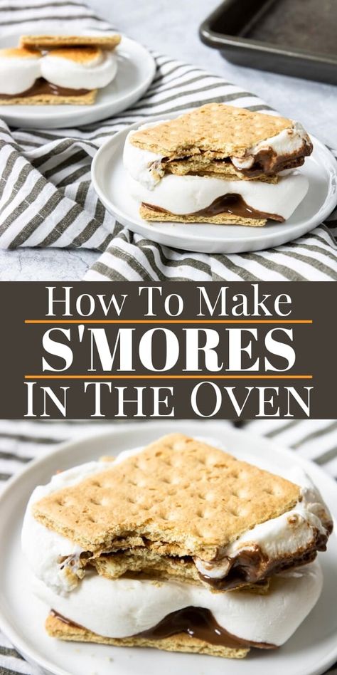 Yes, you can make s'mores in your oven! Learn how to make ooey gooey marshmallow and chocolate smores in your oven! S’mores In The Oven Recipe, S’mores Recipe Oven, S’more In The Oven, S’mores In Oven In Foil, S’mores Without A Campfire, Homemade Smores Oven, How To Make S'mores In The Oven, How To Make S’mores At Home, How To Make S’mores Inside