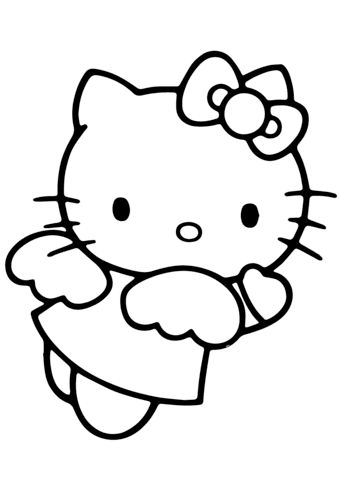 Hello Kitty Angel, Hello Kitty Coloring Pages, Kitty Coloring Pages, Angel Coloring Pages, Hello Kitty Colouring Pages, Coloring Page Free Printable, Hello Kitty Tattoos, Kitty Coloring, Hello Kitty Coloring