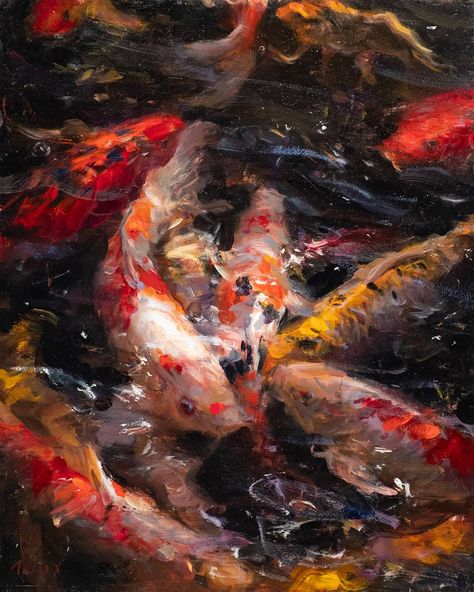 Koi Fish, Koi, Oil Painting, Paintings, Fish, Water