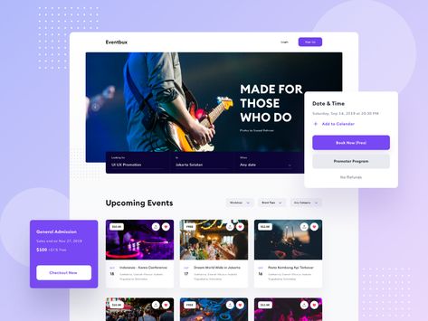 Event Landing Page by Saepul Rohman for Hyper Lab on Dribbble Responsive Web Design, Web Layout, Event Website, Event Card, Ui Design Website, Website Design Layout, Event Page, Website Design Inspiration, Design Website