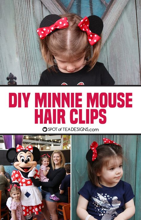 Mickey Mouse Hair Bows Diy, Clip On Mickey Ears Diy, Diy Minnie Mouse Ears Hair Clip, Diy Disney Accessories, Diy Minnie Mouse Bow, Disney World Reveal, Minnie Mouse Costume Diy, Diy Mickey Mouse Ears, Mouse Craft