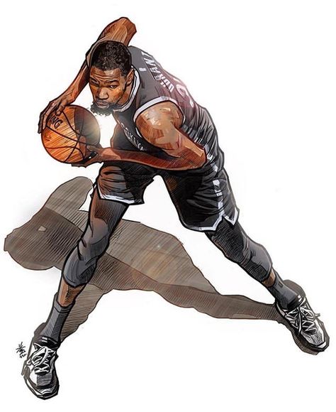 Kevin Durant Drawing, Kevin Durant Art, Kevin Durant Wallpapers, Basketball Artwork, Basketball Drawings, Nba Basket, Nba Artwork, Basketball Wallpapers, Cool Basketball