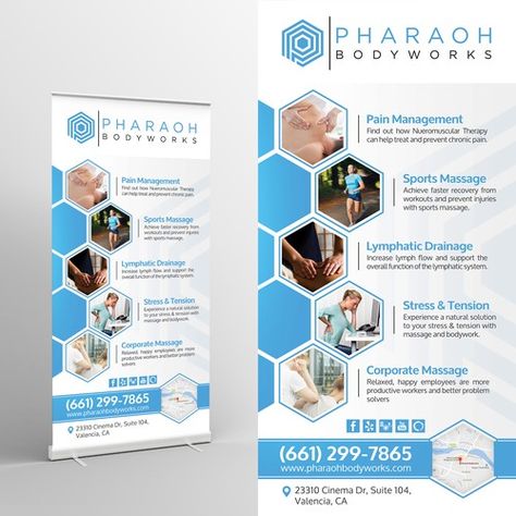 Retractable Banner Design (36x72) for Massage Therapy Company Poster contest design#poster#winning#picked Retractable Banner Design, Pull Up Banner Design, Rollup Design, Standing Banner Design, Company Poster, Company Banner, Standee Design, Banner Design Layout, Advertising Graphics