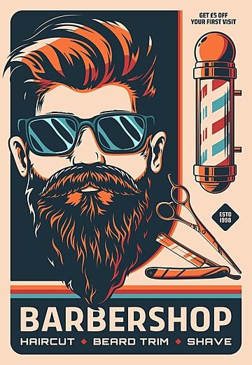 Barbershop Poster, Barber Poster, Barber Art, Barber Shop Pole, Mustache Grooming, Haircut Salon, Hipster Haircut, Hairdresser Salon, Hair Barber