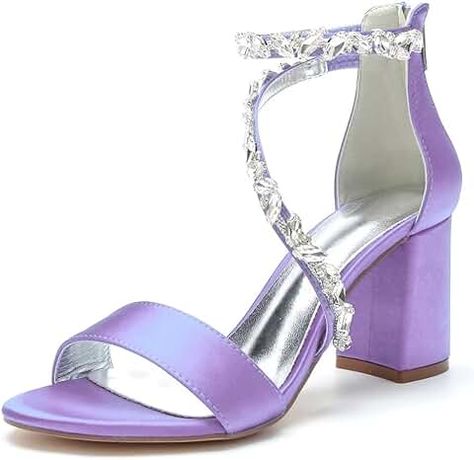 Amazon.com: Lilac Heels - 3" - 3 3/4" / Round Toe Or Open Toe / 6: Clothing, Shoes & Jewelry Purple And Silver Heels, Purple Quinceanera Heels, Grad Heels, Quinceanera Heels, Lilac Heels, Purple Heels, Prom Heels, Silver Heels, Sweet Sixteen