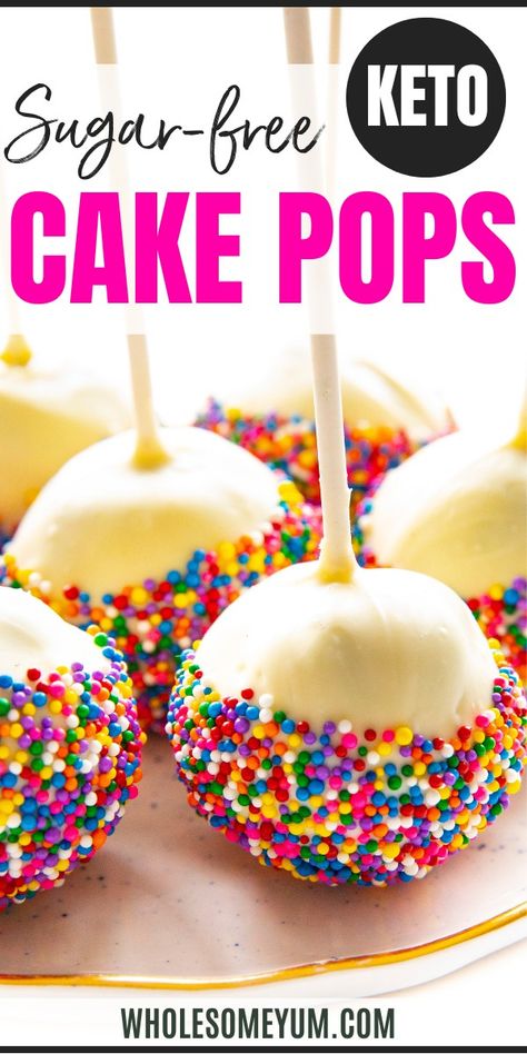 Sugar-free Keto Cake Pops Low Carb Cake Pops, Low Calorie Cake Pops, Keto Cake Pops, Protein Cake Pops, Healthy Cake Pops, Gluten Free Cake Pops, Keto Birthday, Low Sugar Cakes, Keto Bakery