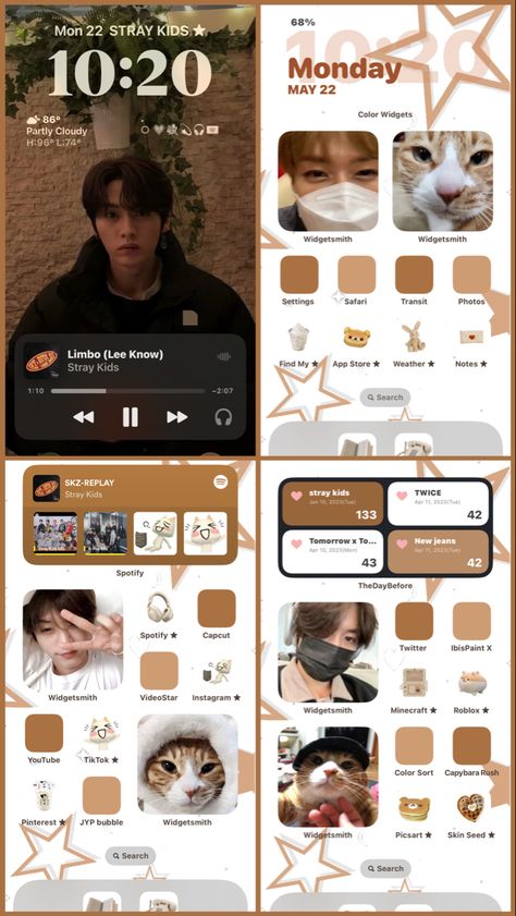 Seungmin Phone Layout, Lee Know Phone Layout, Lee Know Homescreen Layout, K Pop Phone Layout, Skz Phone Theme, Kpop Phone Theme, Iphone Aesthetic Organization, Kpop Homescreen, Home Lock Screen