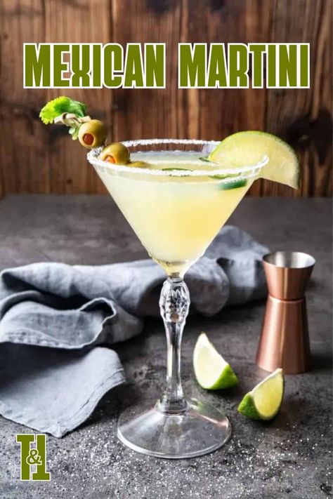 Mexican Martini Recipe (Texas Martini) - Twist and Toast Mexican Martini Recipe, Tequila Martini, Bartender Drinks Recipes, Best Tequila, Martini Recipe, Mexican Hot Chocolate, Freshly Squeezed Orange Juice, Boozy Drinks, Brunch Cocktails