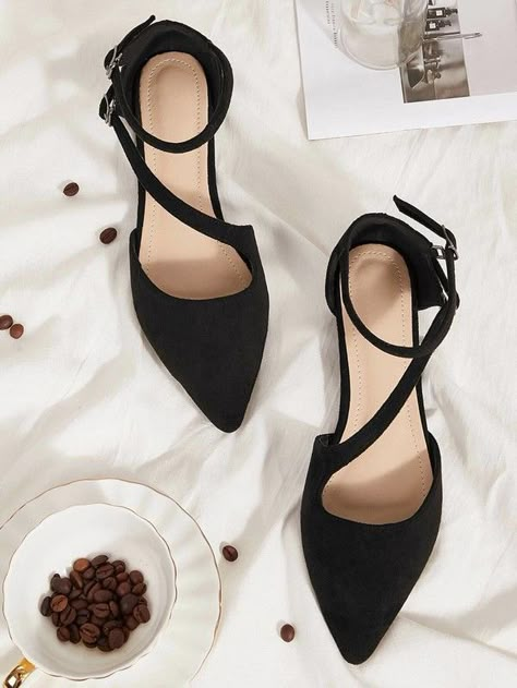 Sepatu Pump, Fancy Flats, Strap Flats, Ankle Strap Flats, Cute Flats, Black Plain, Women Flats, Fancy Shoes, Girly Shoes