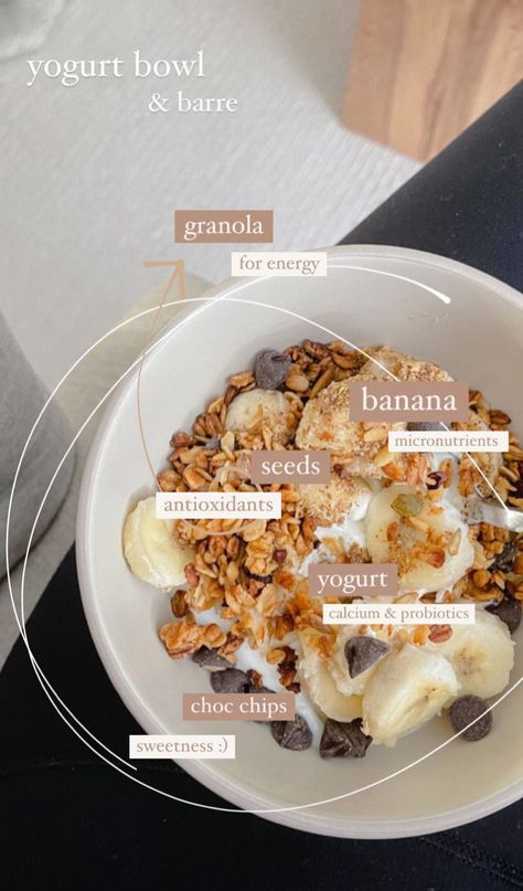 Yogurt And Granola Bowl, Yogurt And Granola, Yogurt Bowl, Choco Chips, Makanan Diet, Food Heaven, A Banana, Recipes From Heaven, Probiotics