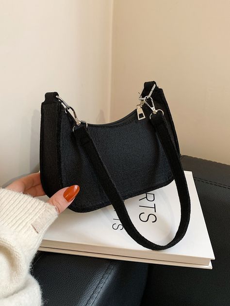 Mini Hobo Bag Aesthetic Black Handbag, Black Handbag Aesthetic, Elegant Bag Classy, Mini Designer Bags, Hobo Bag Patterns, Black Mini Bag, Trendy Purses, My Style Bags, Girly Bags