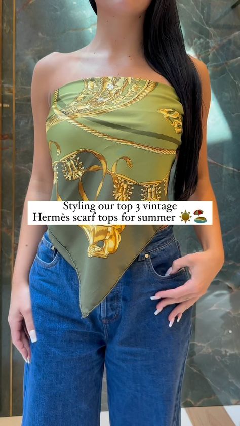 WGACA Live | Live host by day, scarf top wizard by night 🧣❤️ @ideal.grace shows us her top 3 ways to style a vintage Hermès scarf this summer and… | Instagram Hermes Scarf As Top, Vintage Hermes Scarf, Scarf Top, Vintage Hermes, Hermes Scarf, Wizard, This Summer, Quick Saves, Instagram