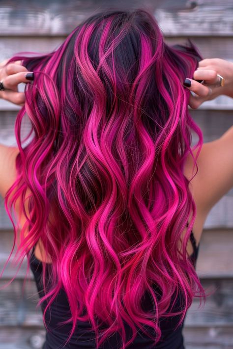 Magenta Hair Color, Fuschia Hair, Magenta Hair Colors, Exotic Hair Color, Vivid Hair, Magenta Hair, World Hair, Hot Pink Hair, Dramatic Hair